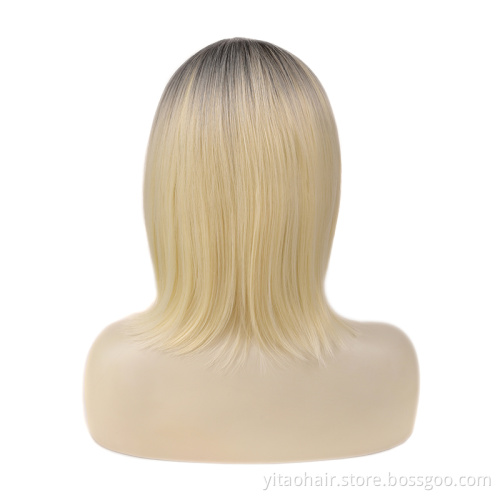 Synthetic Lace Front Hair Wig Blonde Long Straight Razer French Style  Technique Wave Color Small Weight Material Silky Brown
